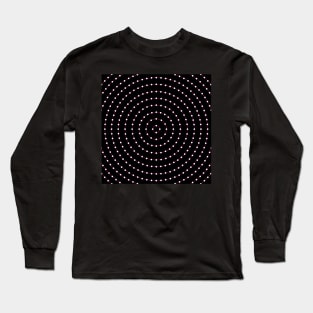 Circular Bullseye Pattern no.3 Black with Pink LIne with White Dots Long Sleeve T-Shirt